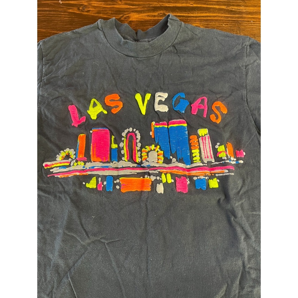 Hanes Shirt Womens Large Black Las Vegas Neon 1989 Lifestyles, Vintage - Picture 4 of 11